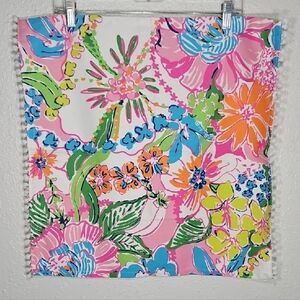 Lilly Pulitzer Pastel Floral Print Napkin with pom poms 20x20